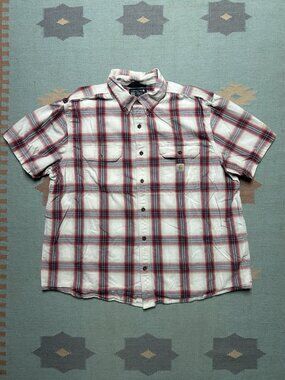 Carhartt short sleeve button shirt loose fit plaid cotton lightweight men’s XXL